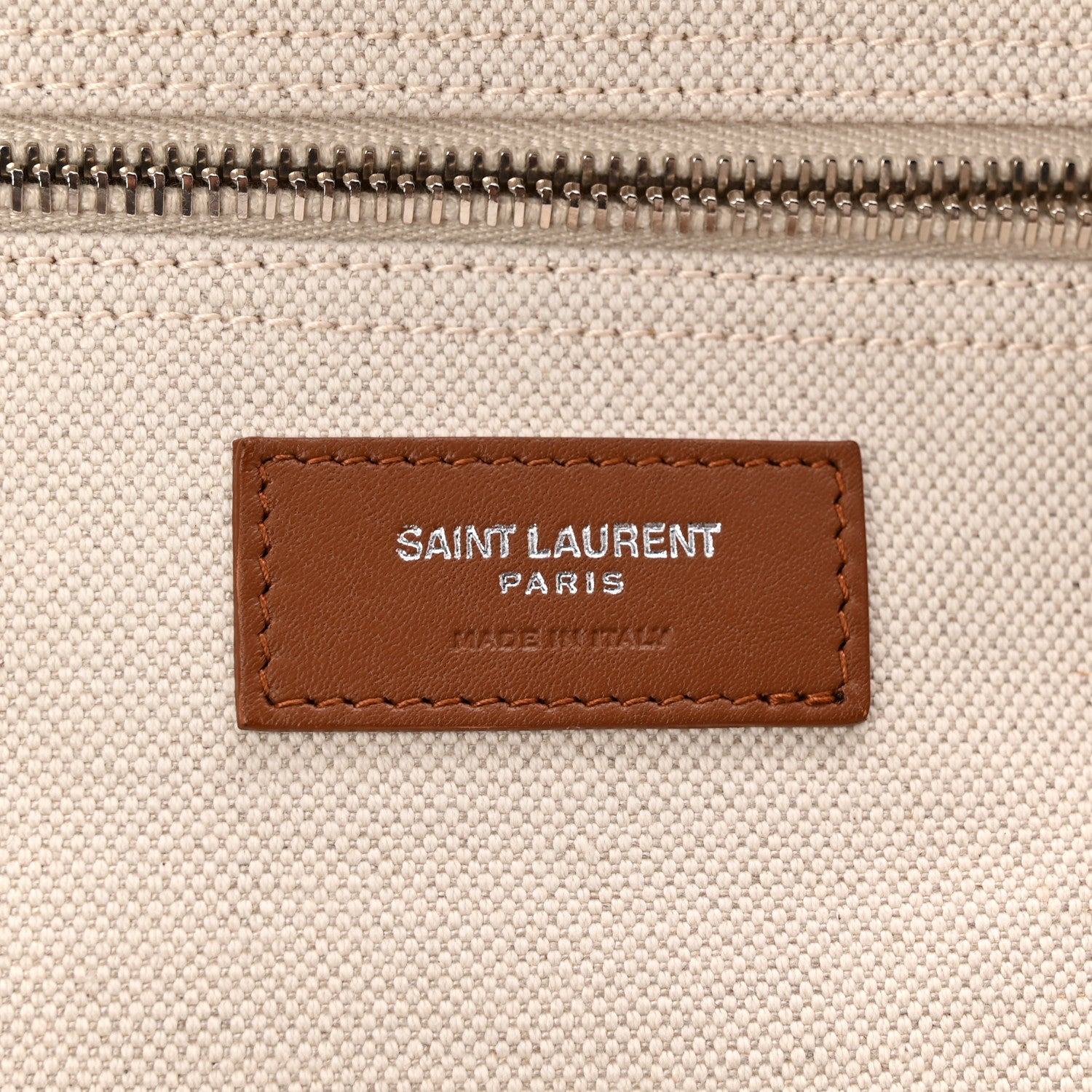 Saint Laurent Linen Calfskin Rive Gauche Maxi Tote Grege et Noir 10 of 19