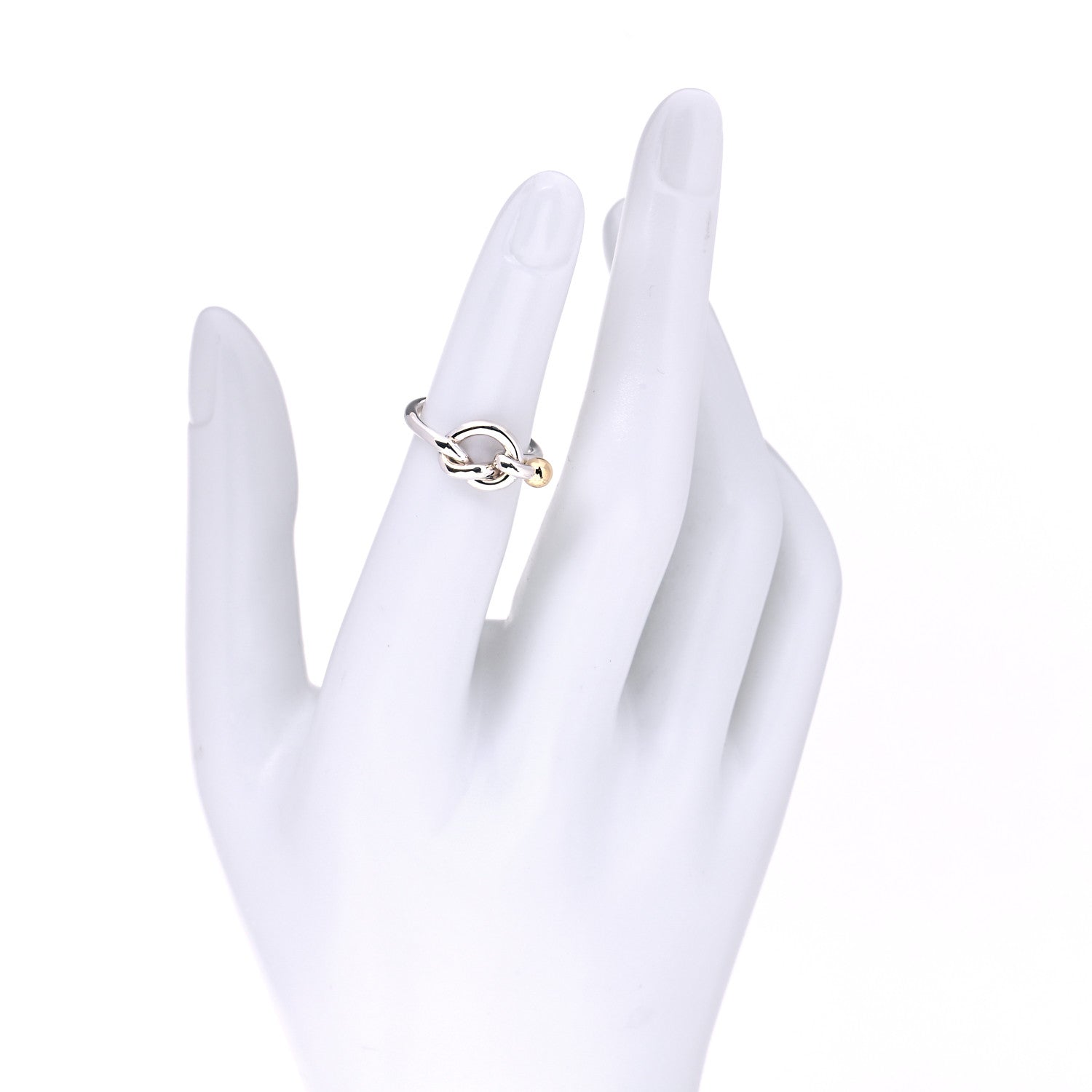 Tiffany Sterling Silver 18K Yellow Gold Love Knot Ring 48 4.5 2 of 5