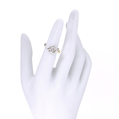 Tiffany Sterling Silver 18K Yellow Gold Love Knot Ring 48 4.5 2 of 5