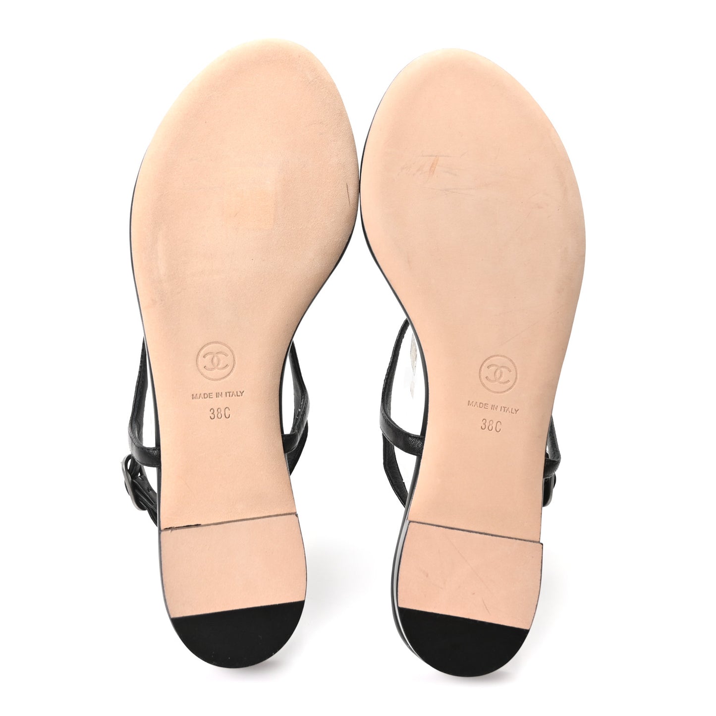 Lambskin Crystal CC Thong Sandals 38 Black