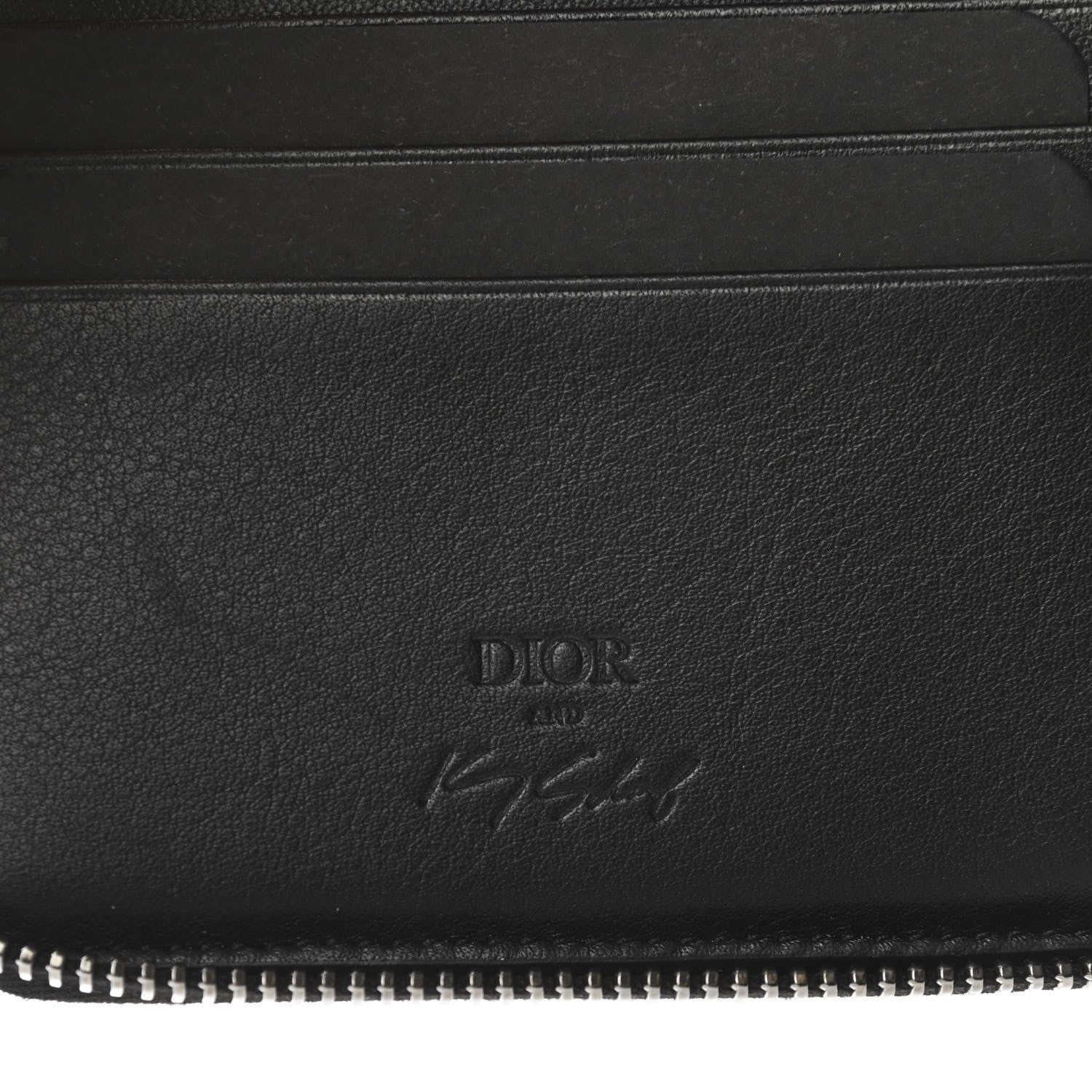 Christian Dior X KENNY SCHARF Oblique Canvas Embroidered Patches Compact Zipped Wallet Charcoal 6 of 6