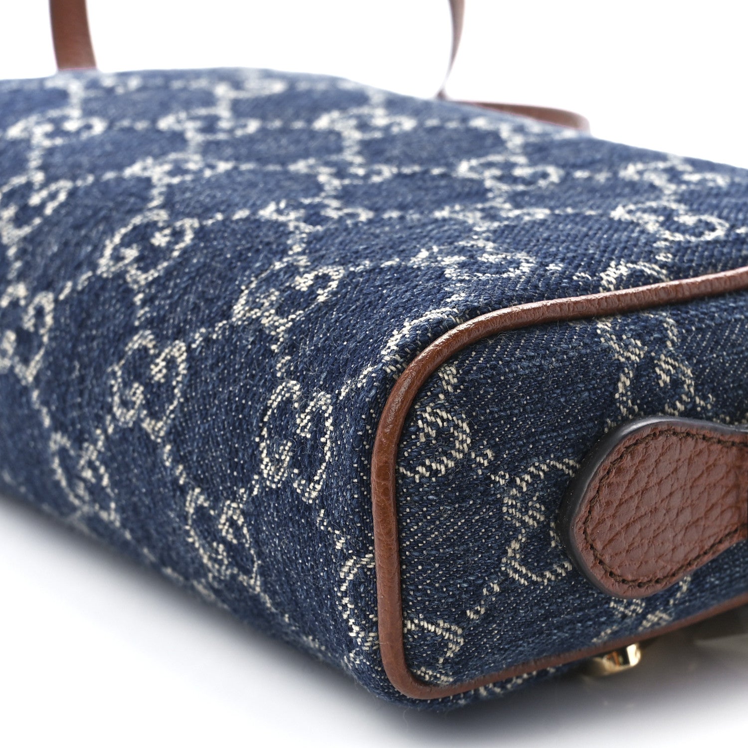 Gucci New Denim GG Monogram Dollar Calfskin Mini Ophidia Shoulder Bag Blue Tea Cuir Epilog 11 of 11
