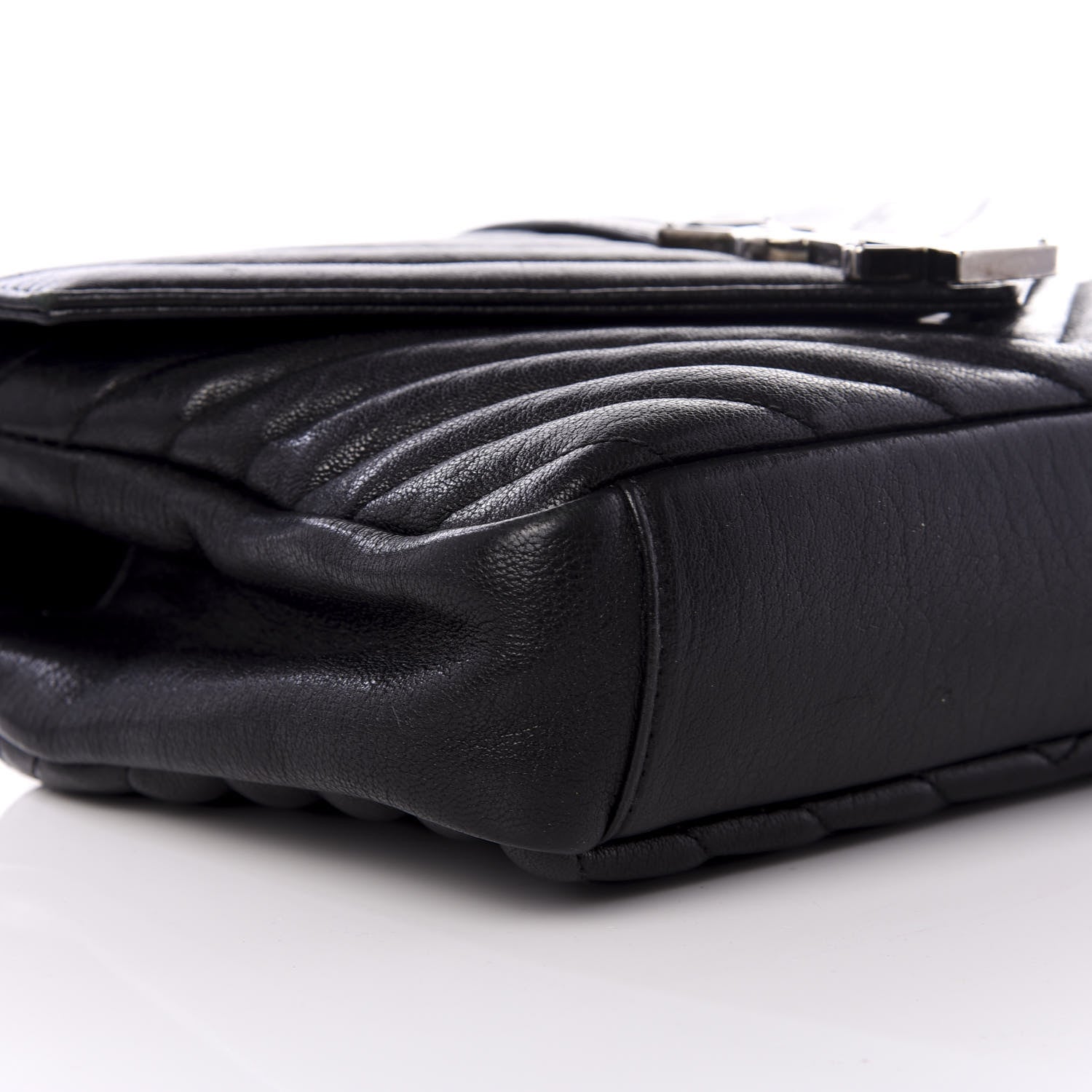 Saint Laurent Sheepskin Matelasse Chevron Monogram Medium College Bag Black 6 of 8