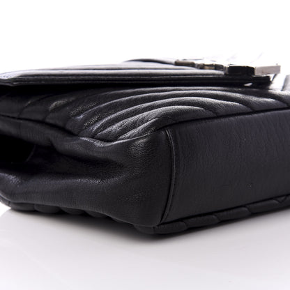 Saint Laurent Sheepskin Matelasse Chevron Monogram Medium College Bag Black 6 of 8