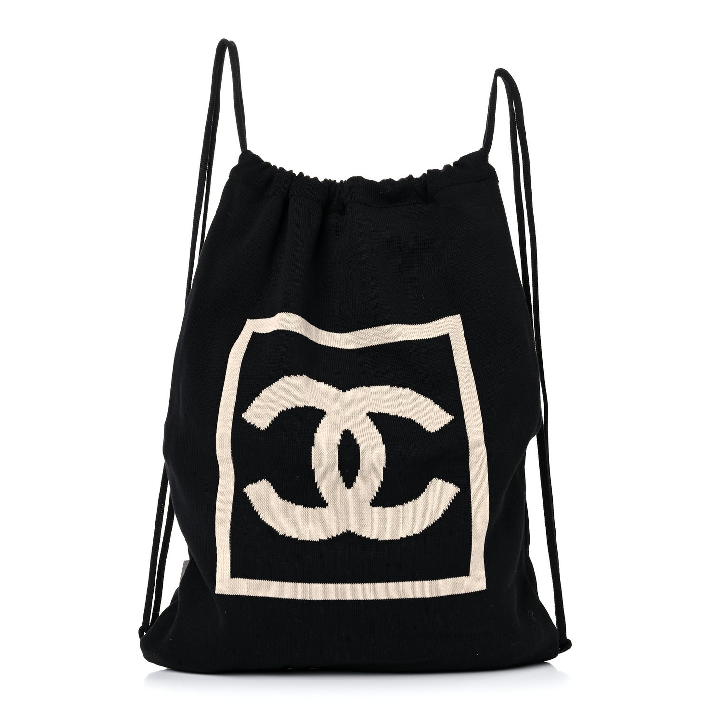 Cotton CC Drawstring Sport Line Backpack Black