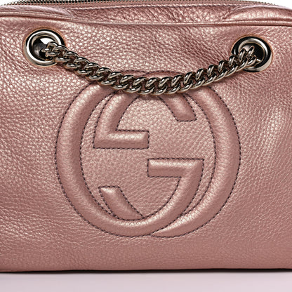 Gucci Metallic Pebbled Calfskin Small Soho Bowler Pink 9 of 11