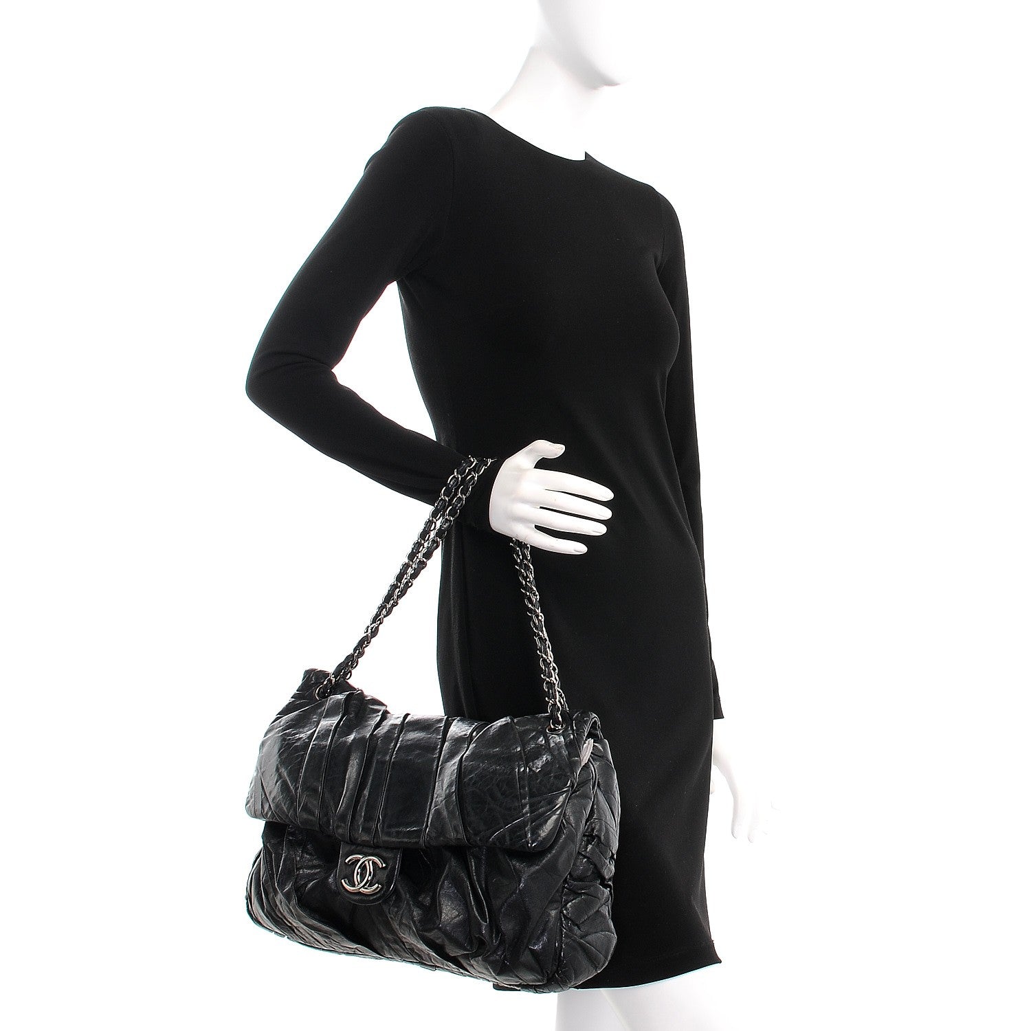 Chanel Glazed Calfskin Twisted Maxi Flap Black 2 of 14