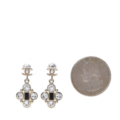 Chanel Crystal Resin CC Drop Earrings Light Gold Black 2 of 4