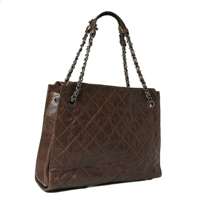 Chanel Crumpled Grained Calfskin CC Crave Tote Brown 3 of 16