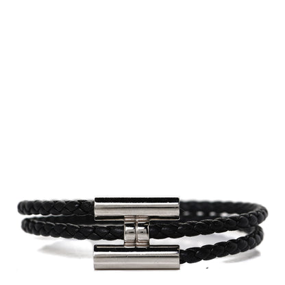 Hermes Swift Double Wrap Cord Tournis Tresse Bracelet Black 1 of 4