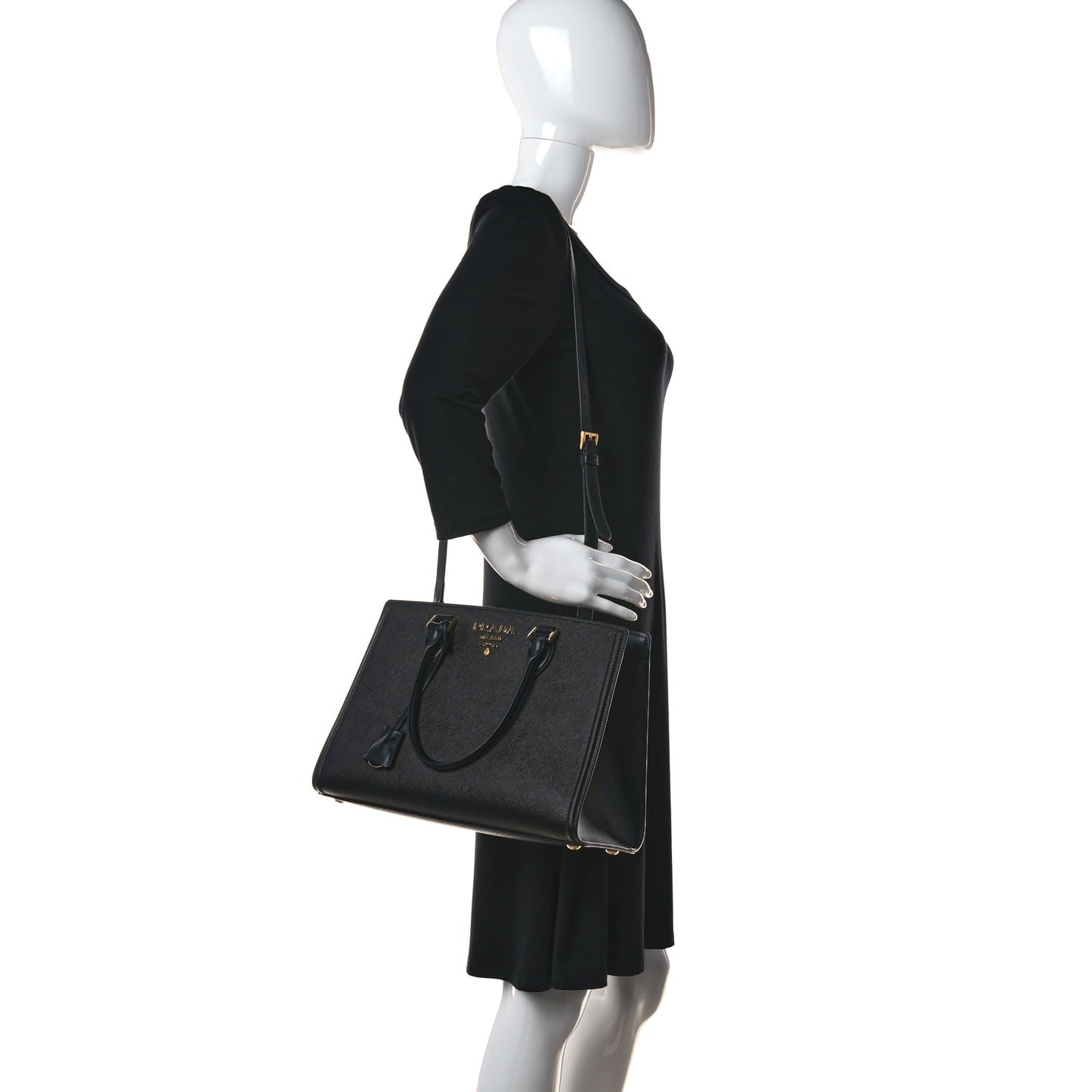 Saffiano Metal Top Handle Black