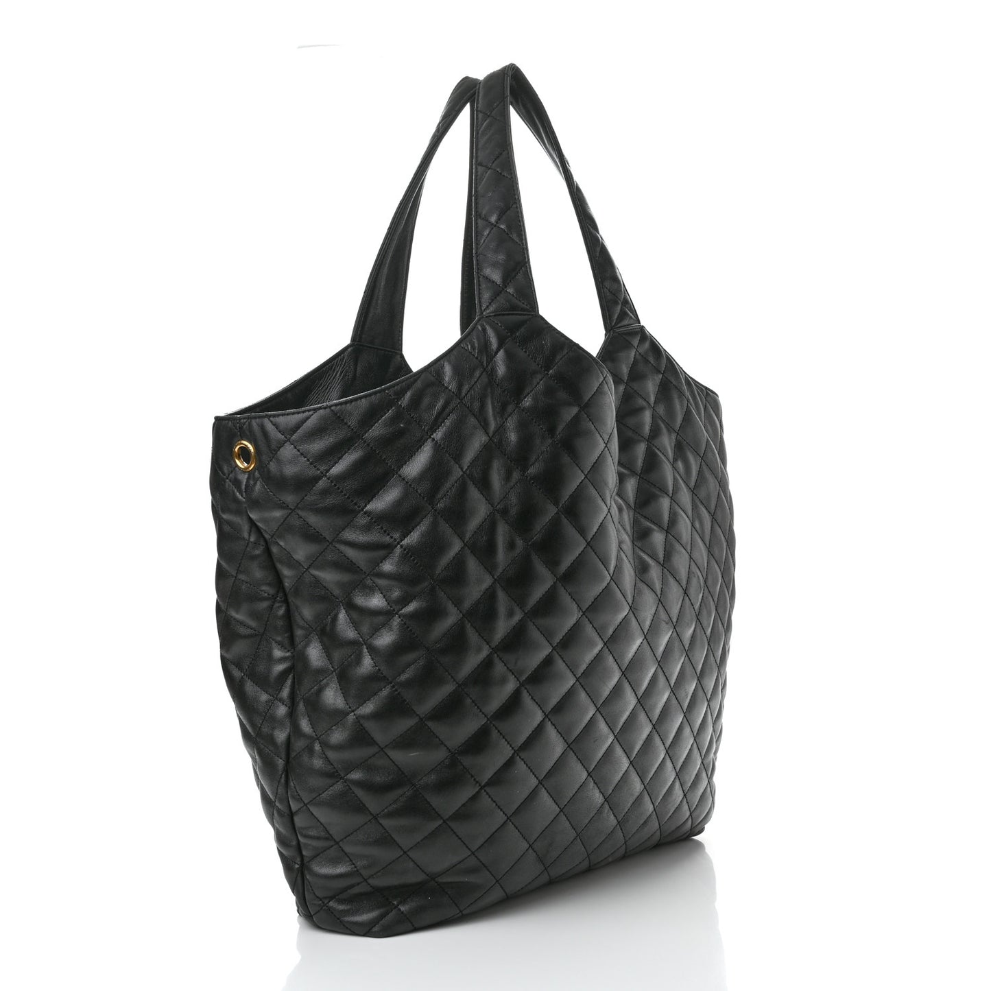 Lambskin Quilted Maxi Icare Shopping Tote Black