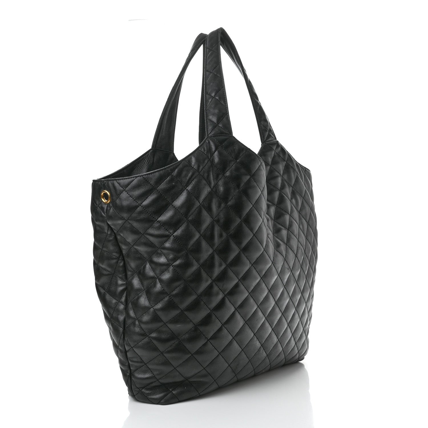 Saint Laurent Lambskin Quilted Maxi Icare Shopping Tote Black 4 of 10