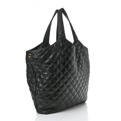 Saint Laurent Lambskin Quilted Maxi Icare Shopping Tote Black 4 of 10
