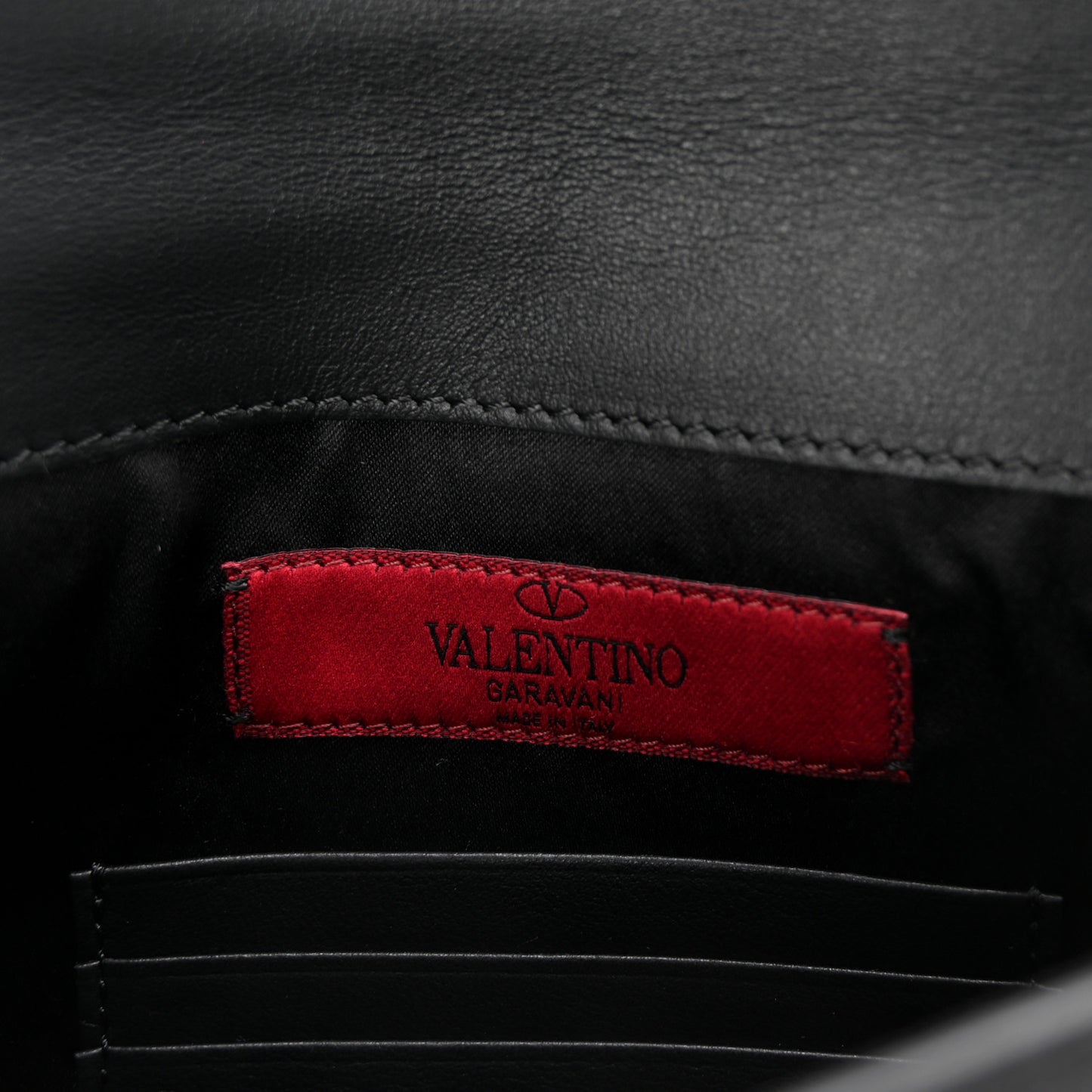 Vitello Large Rockstud Envelope Clutch Black