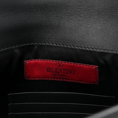 Valentino Garavani Vitello Large Rockstud Envelope Clutch Black 6 of 7