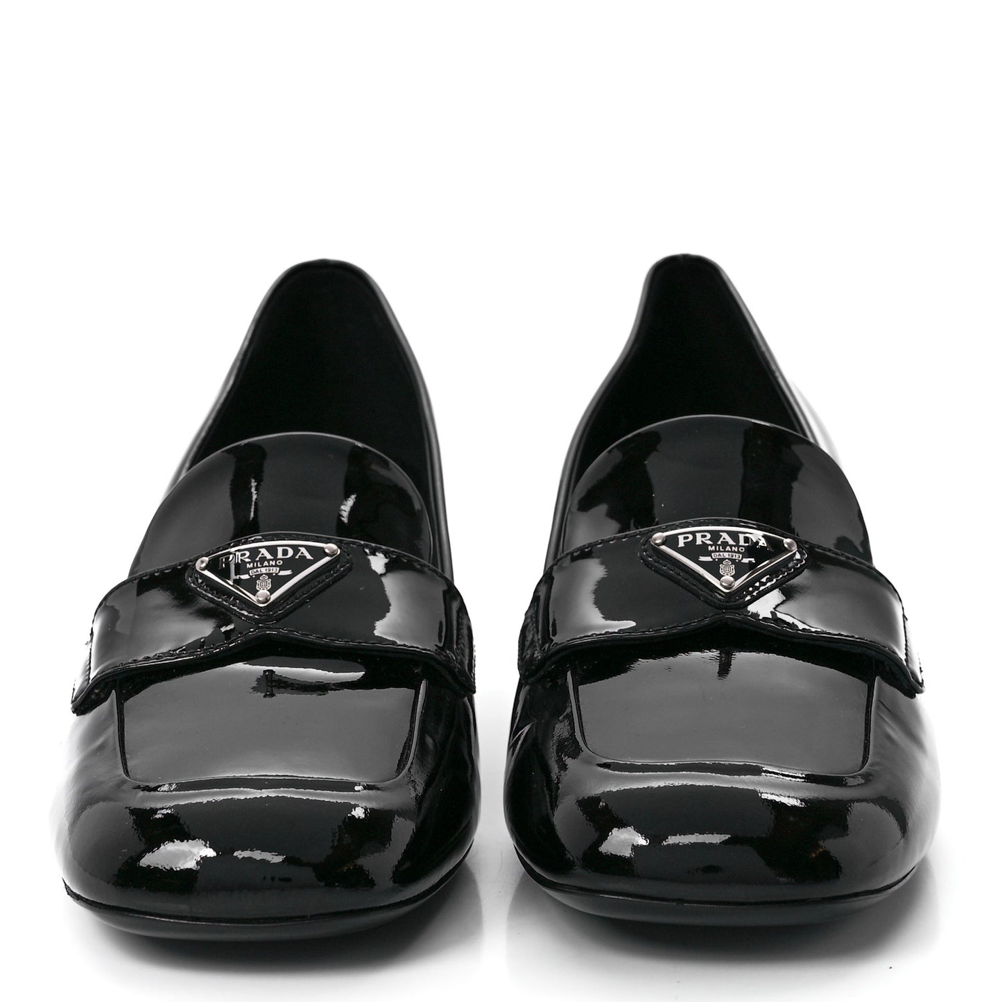 Vernice Metal Triangle Logo 45mm Loafer Pumps 39.5 Black