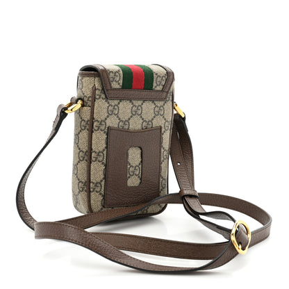 Gucci GG Supreme Monogram Web Ophidia Phone Crossbody Bag Beige New Acero 3 of 14