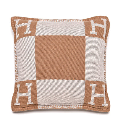 Hermes Wool Cashmere Avalon Pillow PM Ecru Camel 3 of 4