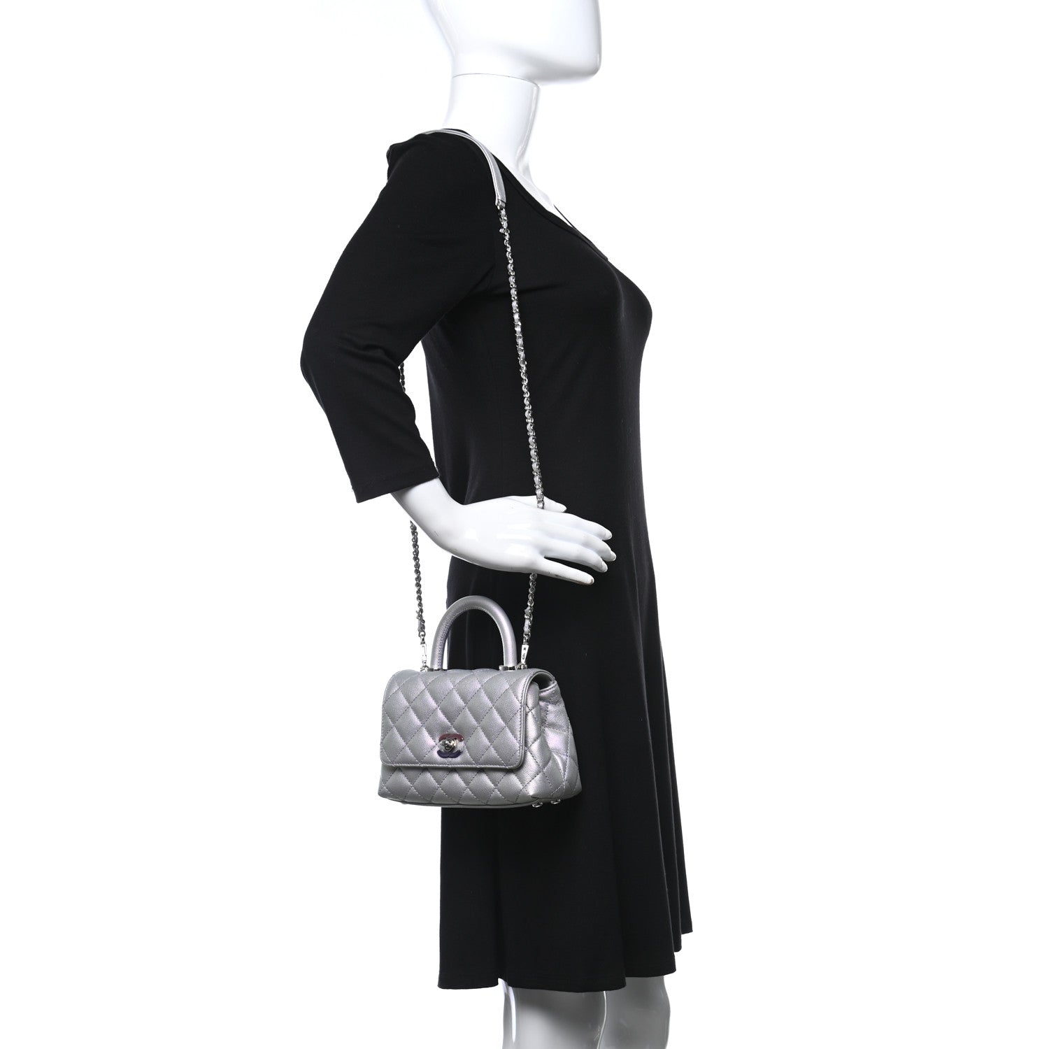 Chanel Iridescent Caviar Quilted Extra Mini Coco Handle Flap Purple 2 of 9