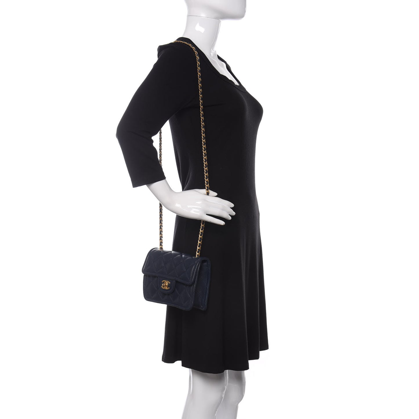 Caviar Quilted Mini Sweet Classic Flap Navy Blue
