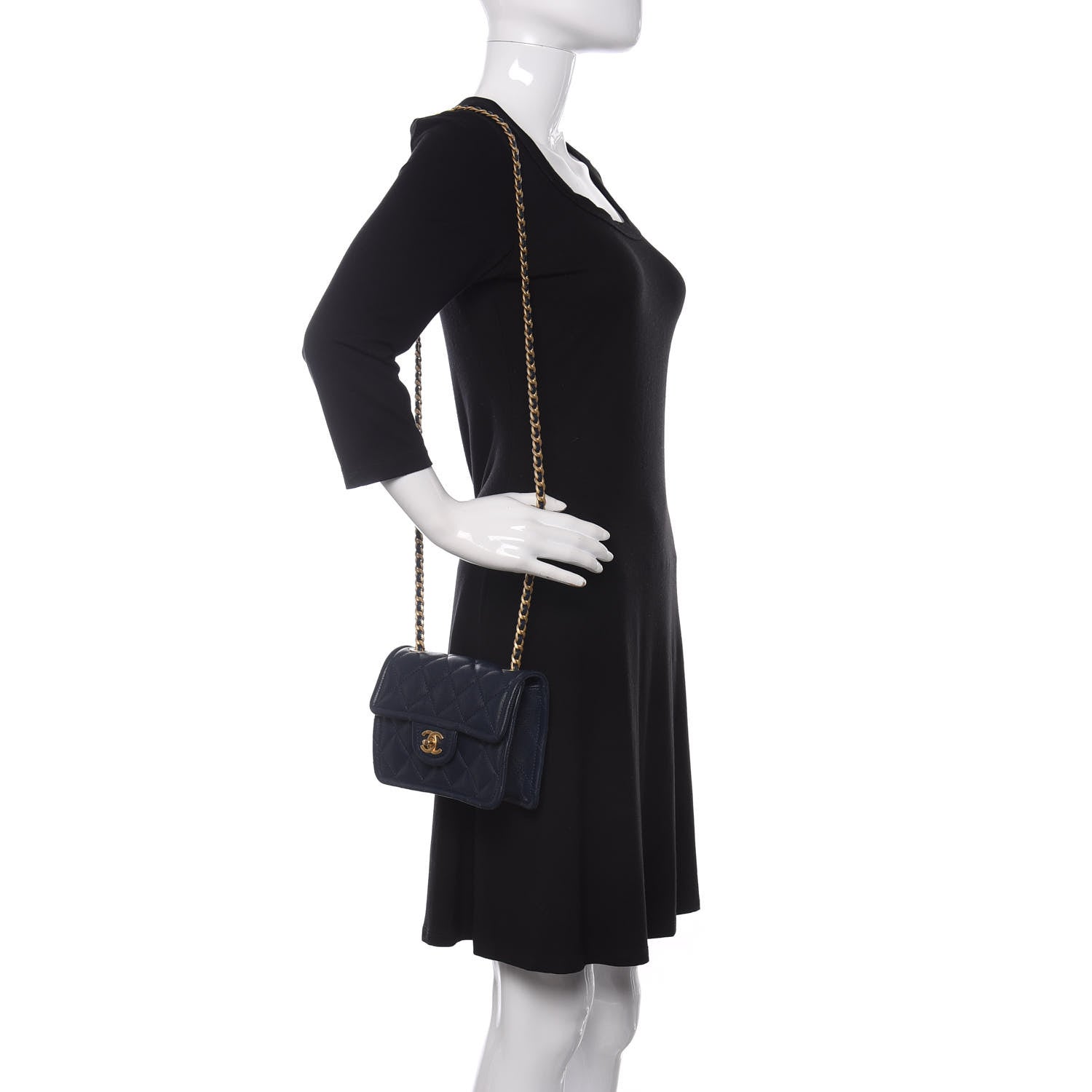 Chanel Caviar Quilted Mini Sweet Classic Flap Navy Blue 2 of 10
