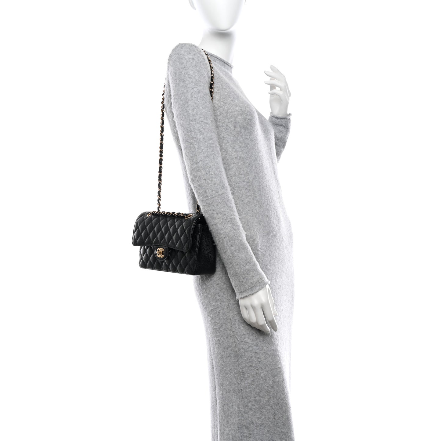 Caviar Quilted Small Double Flap Black