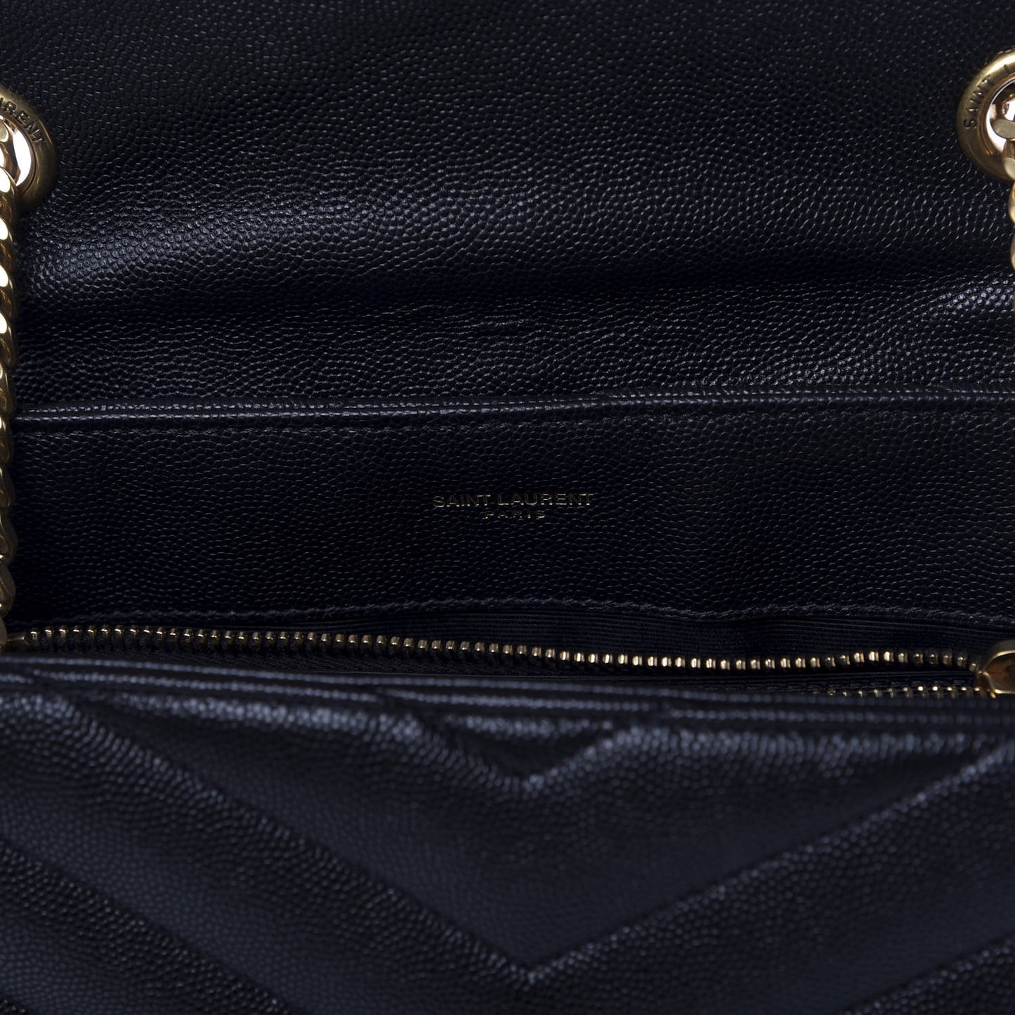 Grain de Poudre Calfskin Y Quilted Monogram Medium Loulou Chain Satchel Black