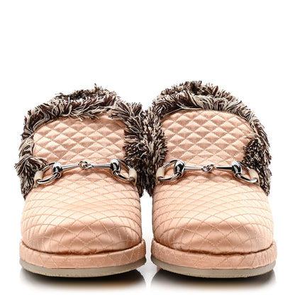 Gucci Satin Quilted Womens Fria Horsebit Loafers 35.5 Apricot Beige 2 of 10