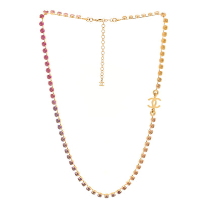Chanel Metal Crystal CC Long Necklace Gold Pink Orange Purple Yellow 3 of 4