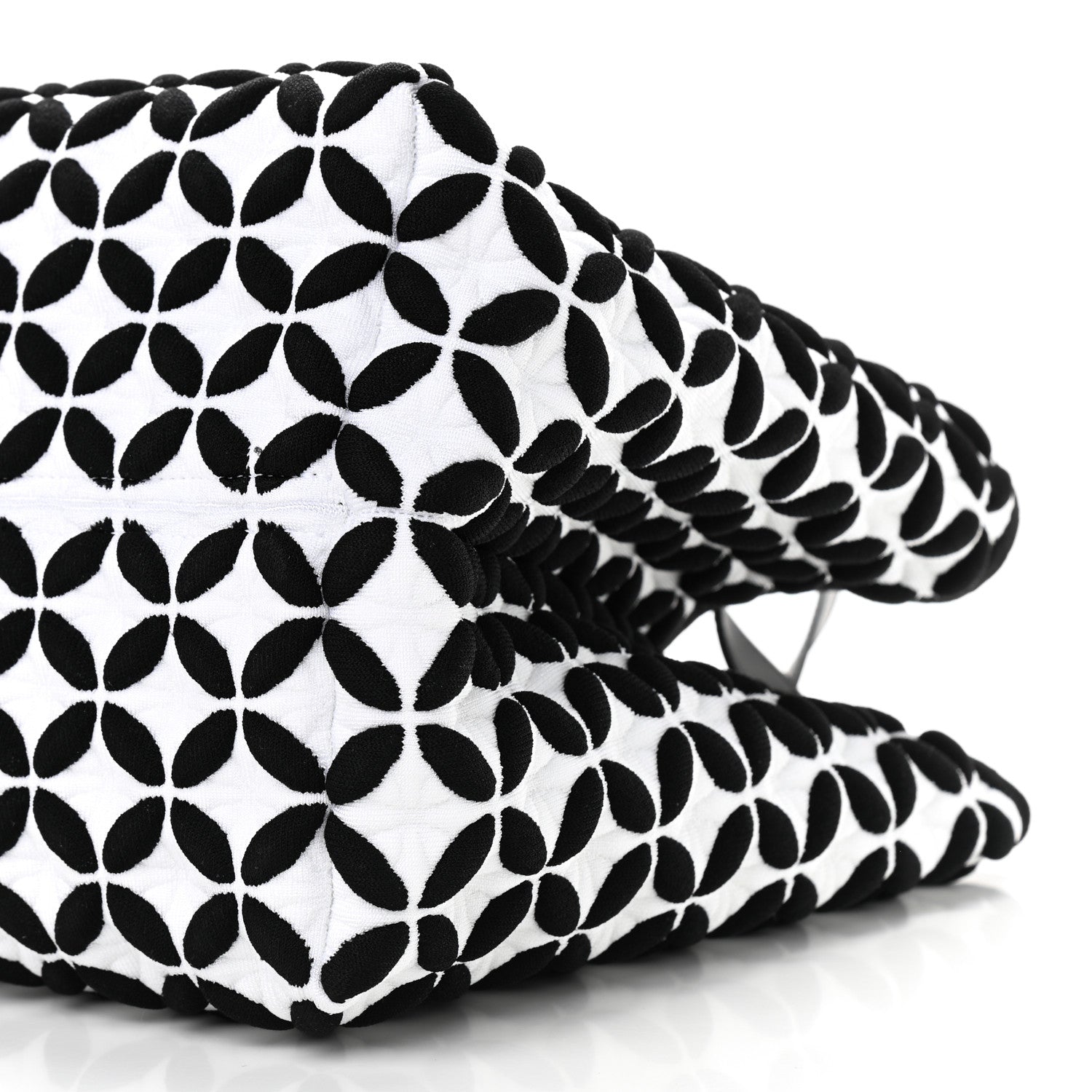 Alaia Calfskin Maille Macro Petale Cabas Tote Black White 9 of 9