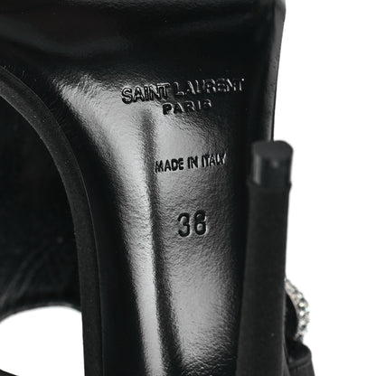 Saint Laurent Crepe Satin Crystal Buckle Gippy 110 Sandals 38 Black 7 of 10