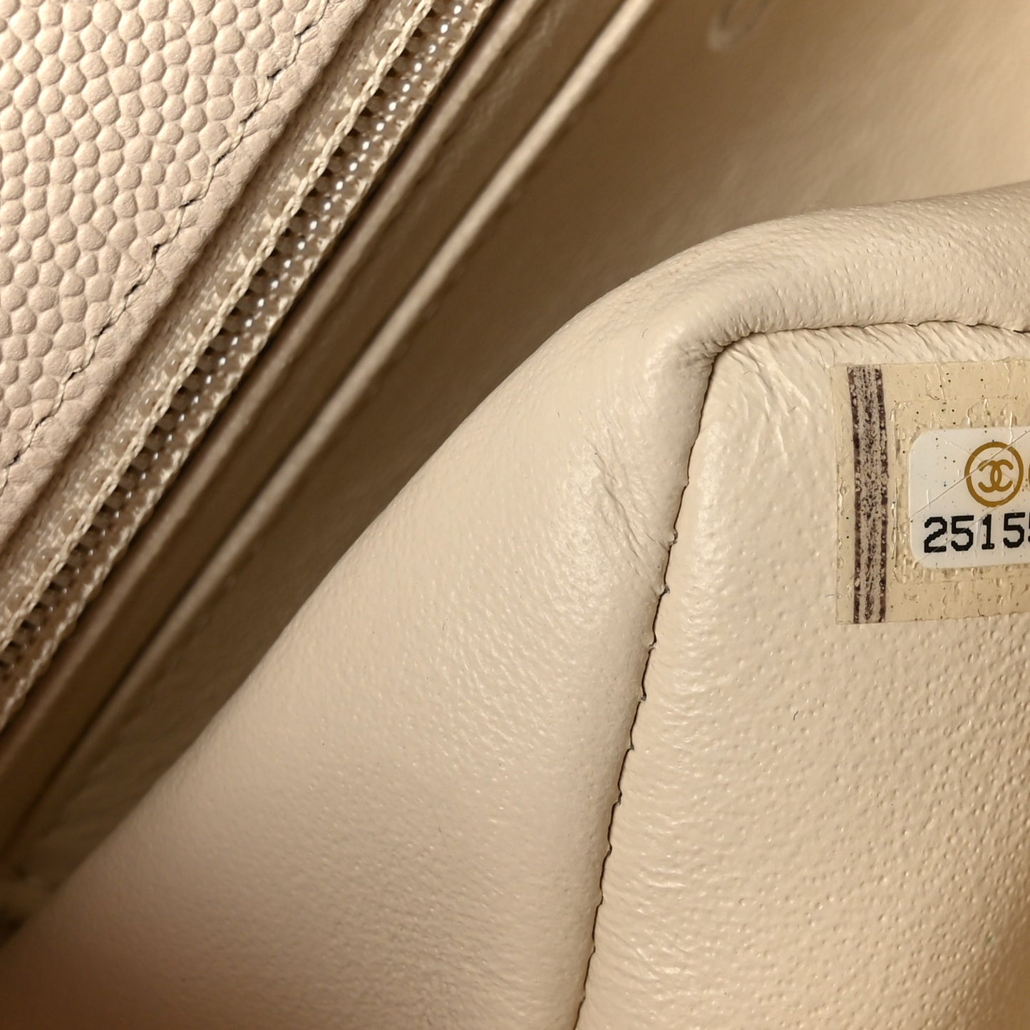 Caviar Quilted Mini Rectangular Flap Light Beige
