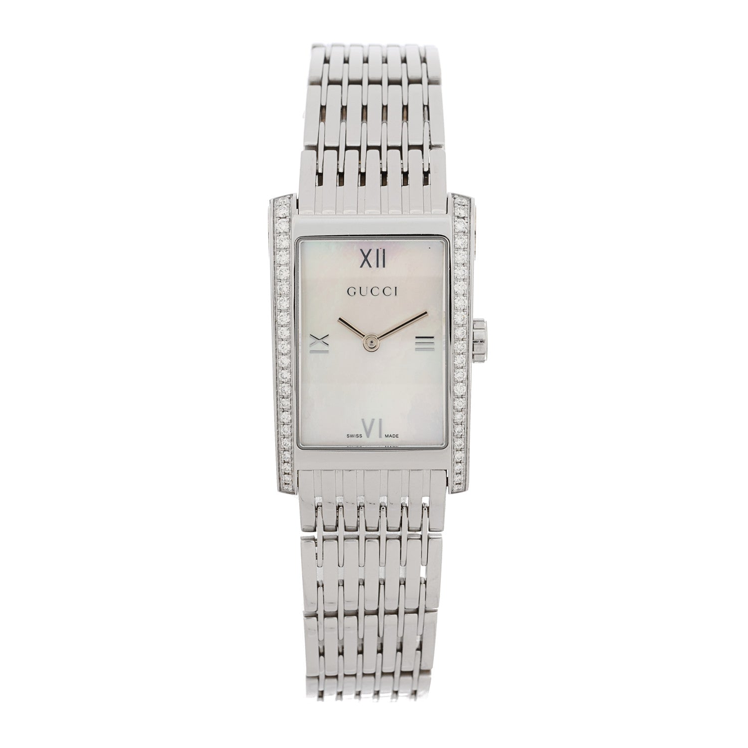 Gucci Stainless Steel Diamond Mother of Pearl 21mm 8600J Quartz Watch 1 of 4