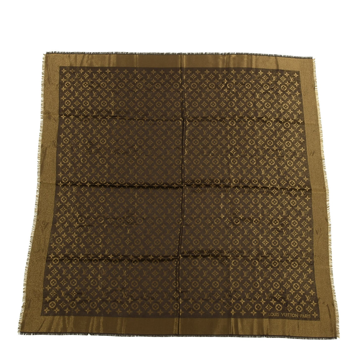 Silk Lurex Wool Monogram Shine Shawl Brown