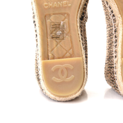 Chanel Tweed Grosgrain CC Espadrilles 36 Gold Beige Black 12 of 12