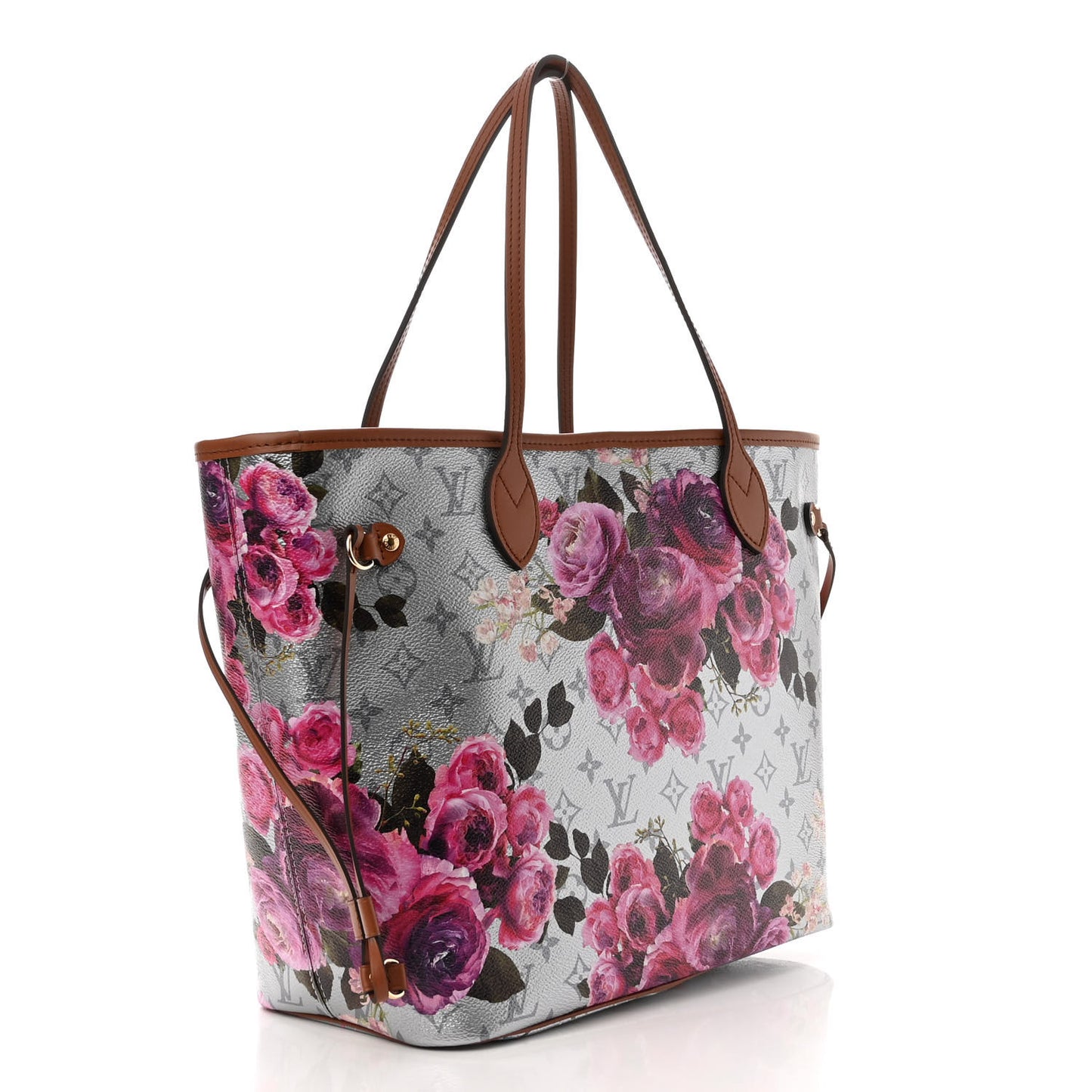Metallic Monogram LV Garden Neverfull MM Silver