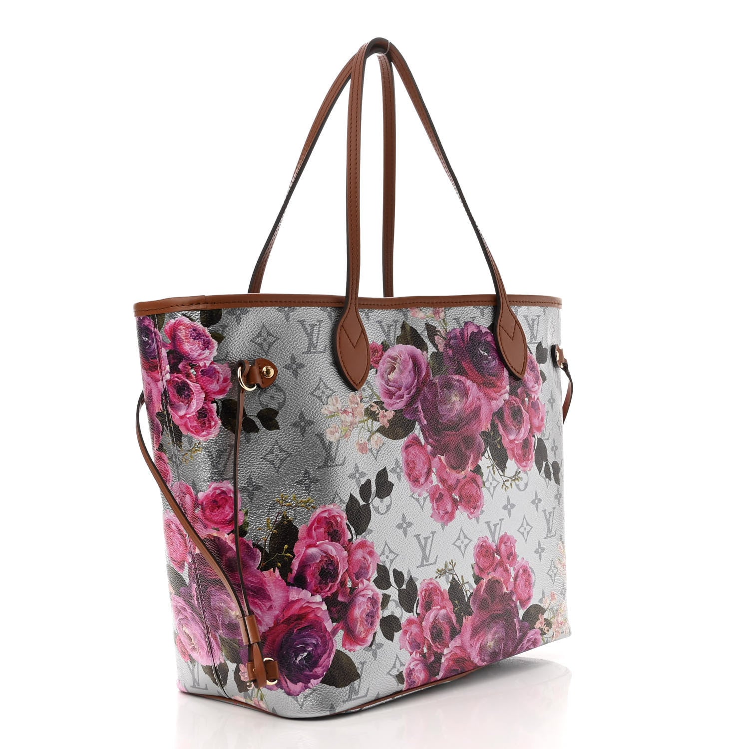 Louis Vuitton Metallic Monogram LV Garden Neverfull MM Silver 4 of 11