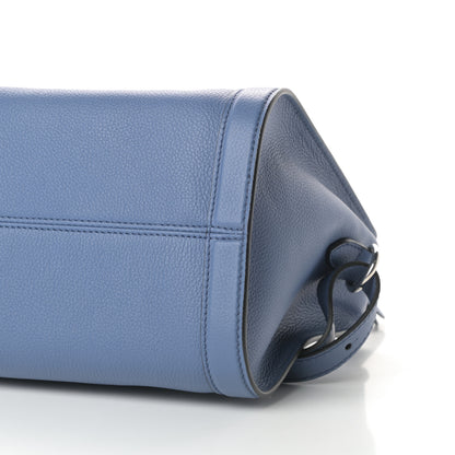 Alexander McQueen Pebbled Calfskin Small Skull Padlock Zip Around Tote Blue 10 of 10