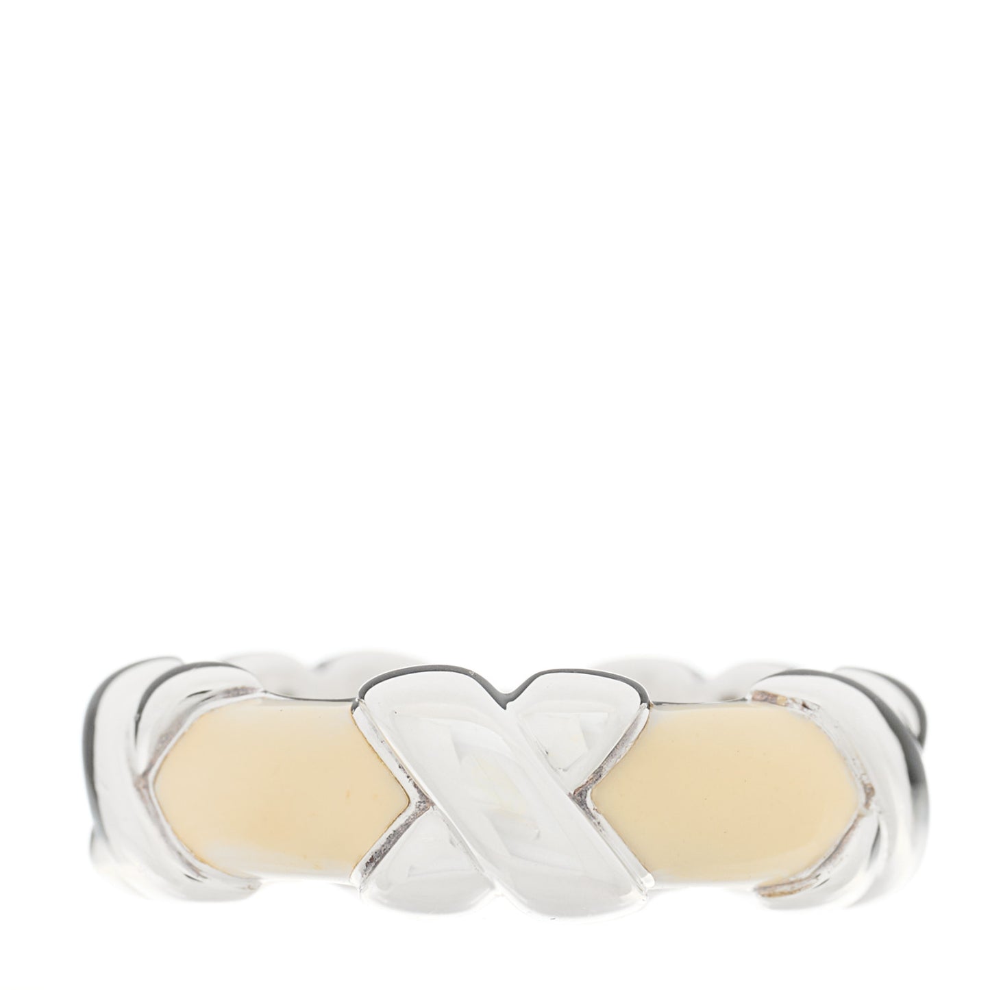 Sterling Silver Enamel Signature X Ring 49 5 White