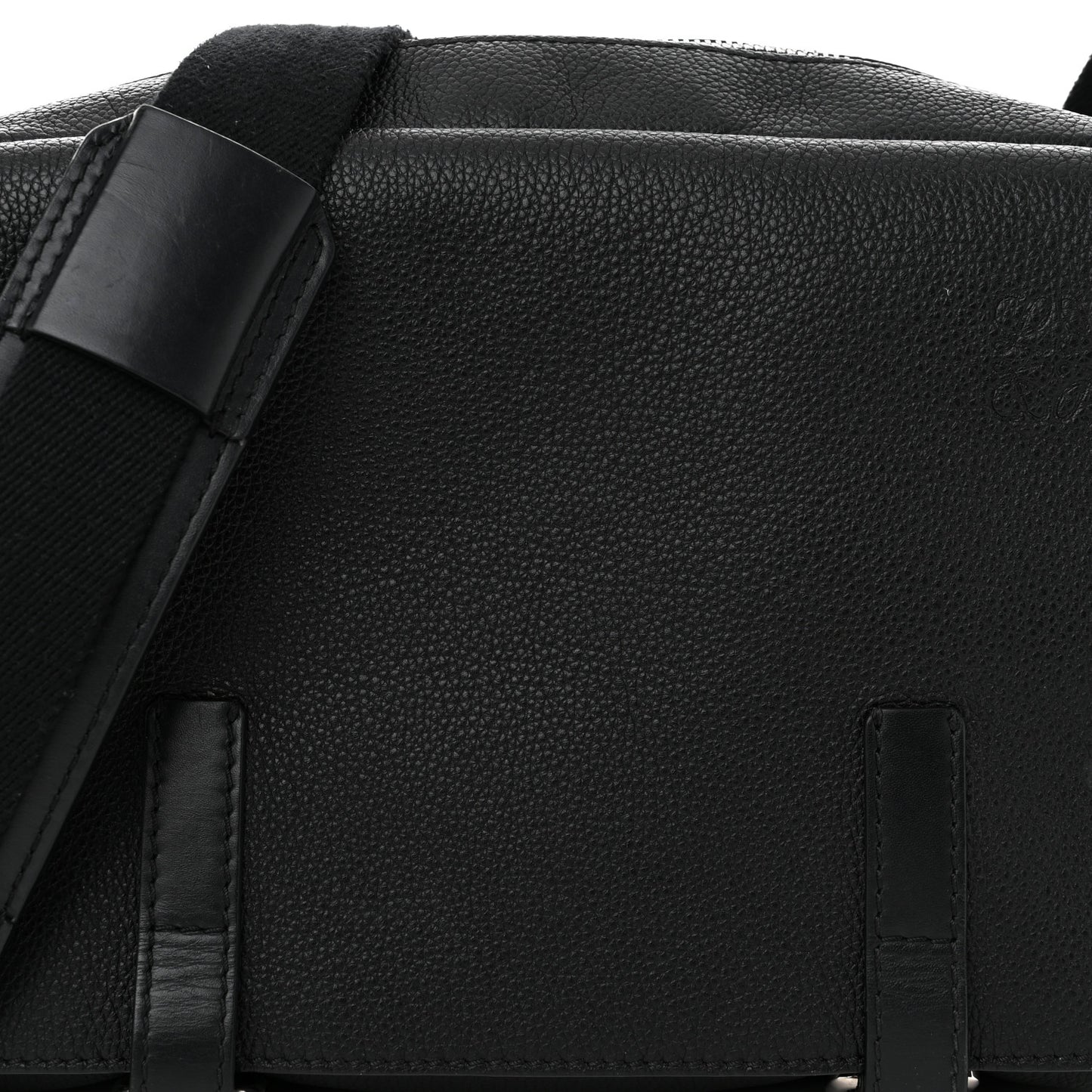 Soft Grained Calfskin Military Messenger Bag Black