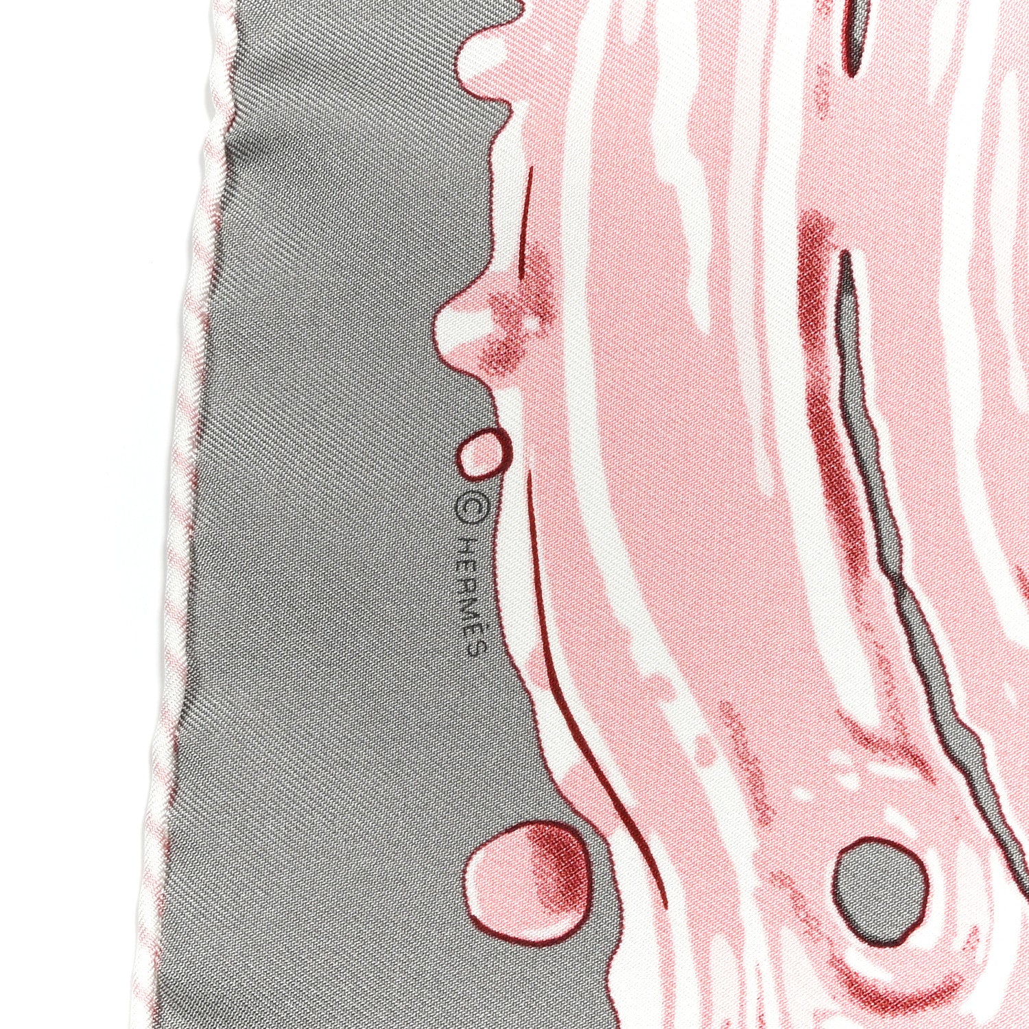 Hermes Silk Peinture Fraiche Scarf 45 Gris Acier Vieux Rose 8 of 12