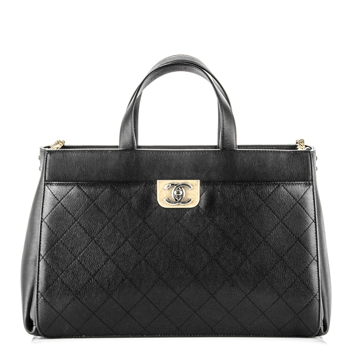Chanel Calfskin Stitched Large Straight Lines Shopping Tote Black 1 of 7