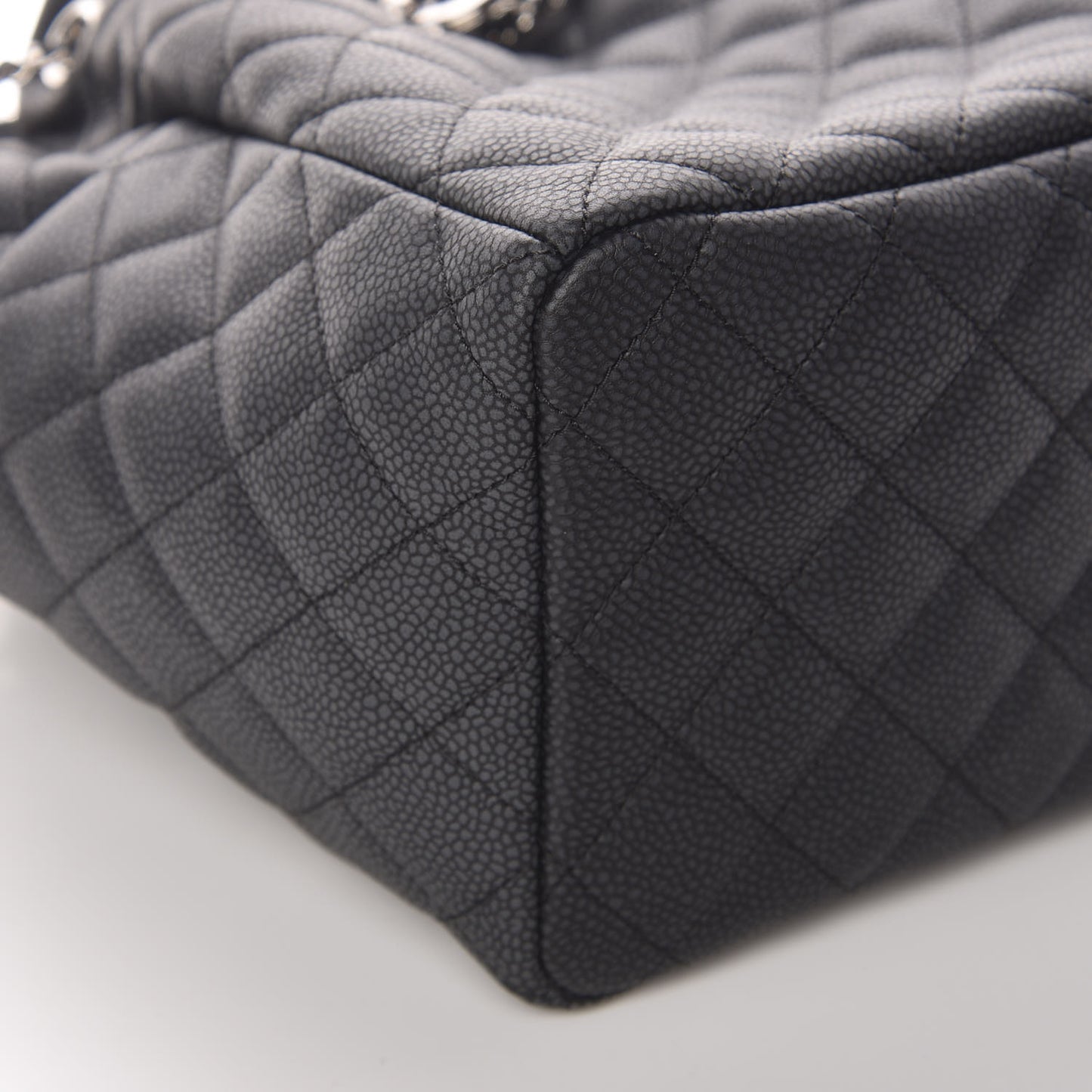 Grained Calfskin Quilted Small Chain Bucket Bag Grey