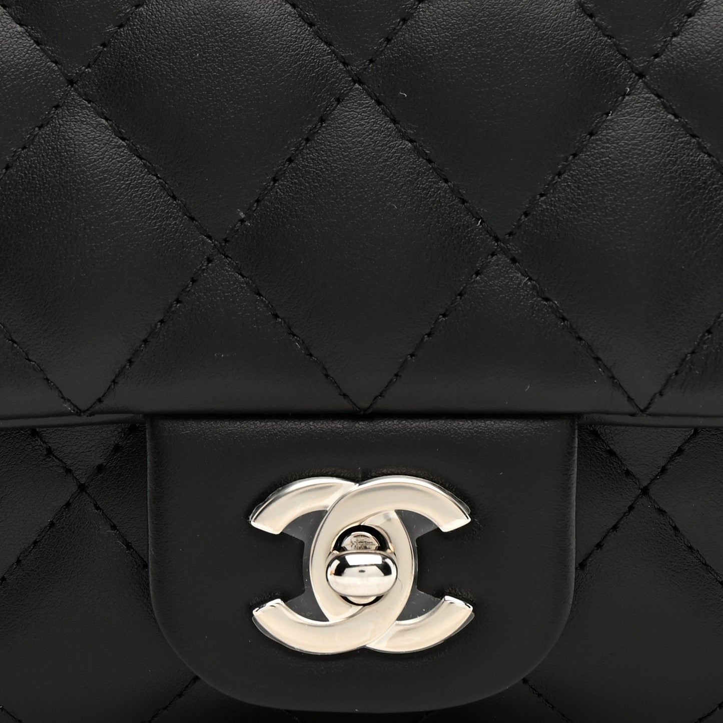 Calfskin Quilted CC Uniform Flap Belt Bag Black