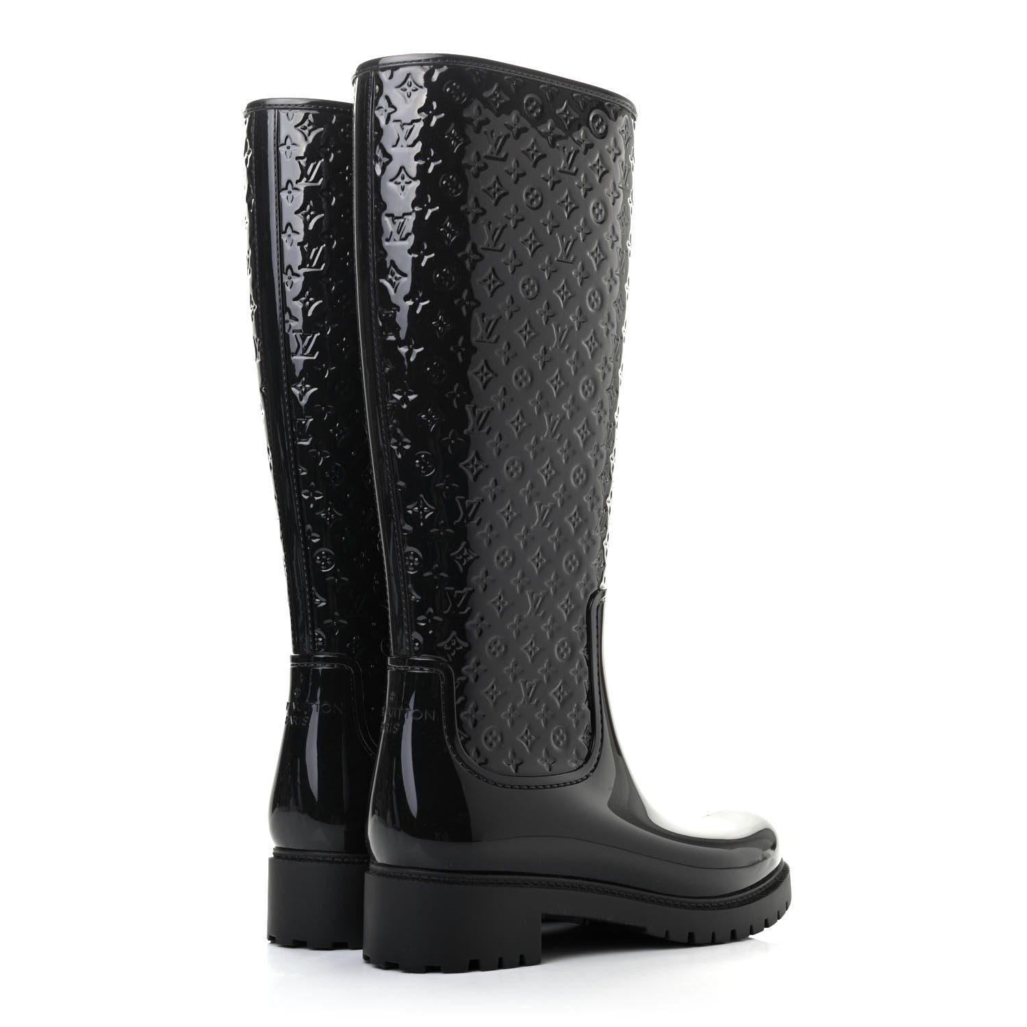 Louis Vuitton Rubber Embossed Monogram Splash Rain Boots 37 Black 4 of 8