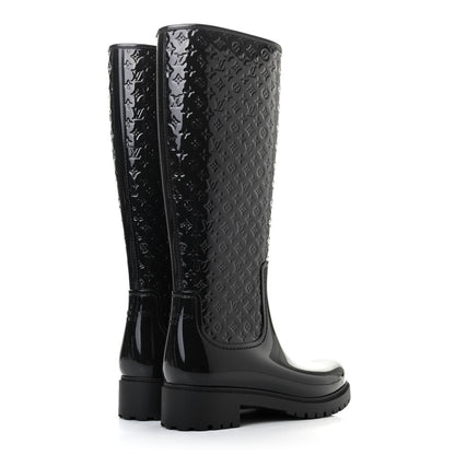 Louis Vuitton Rubber Embossed Monogram Splash Rain Boots 37 Black 4 of 8