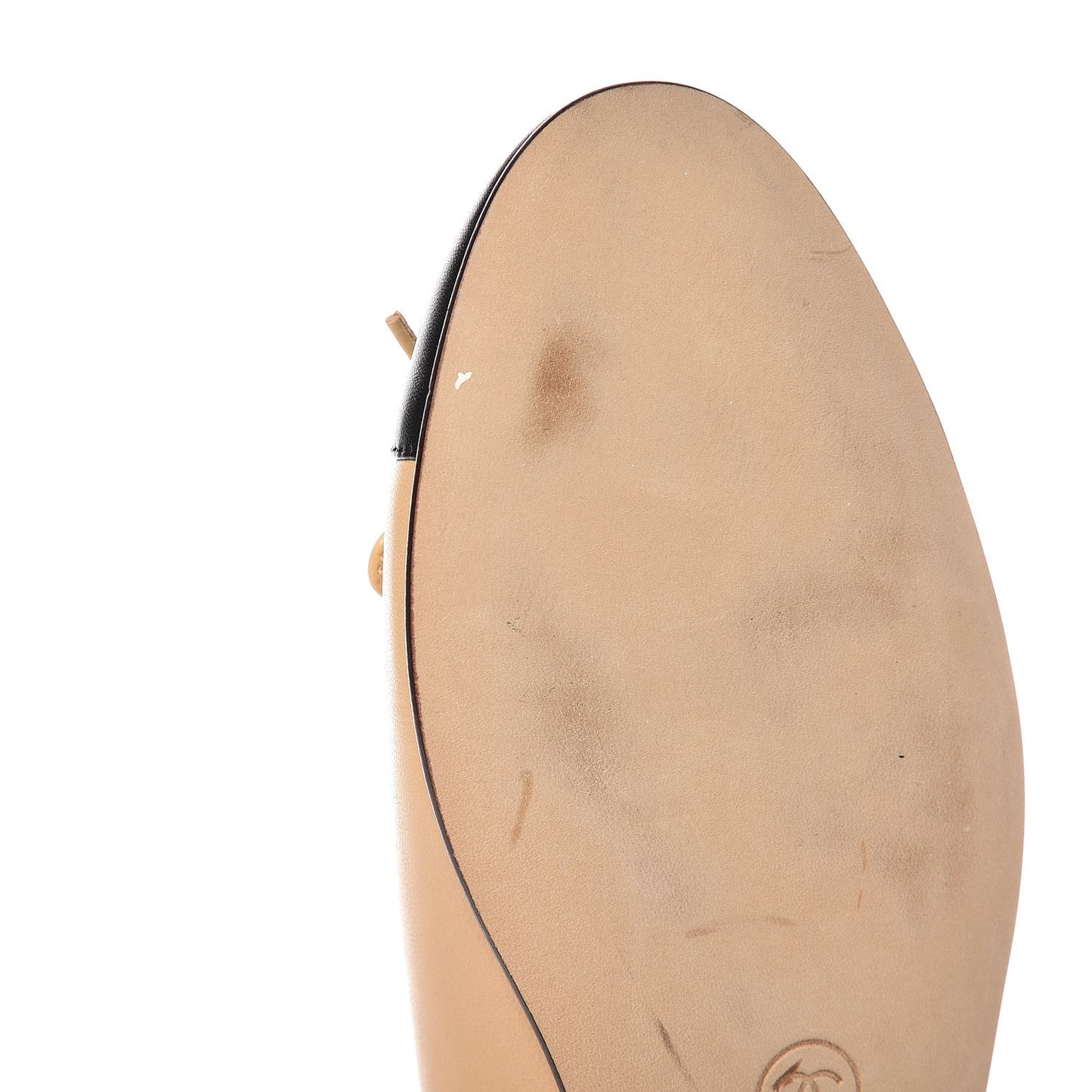 Lambskin Cap Toe Ballerina Flats 38 Beige Black