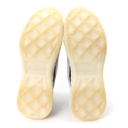 Chanel Suede Calfskin Nylon Grosgrain CC Sneakers 37 White 6 of 9