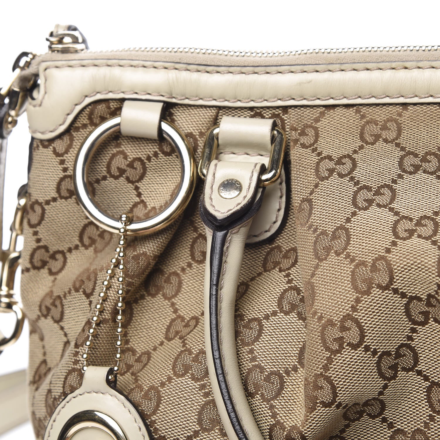 Gucci Monogram Margaux Calfskin Medium Sukey Top Handle Bag Beige Ebony Mystic White 14 of 15